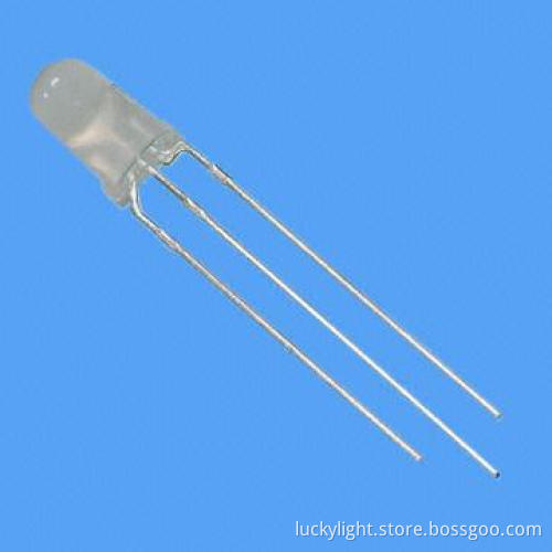 5mm Bi-color 3-pin LED Lamp, 625nm Hi-efficiency Red, 570nm Yellow Green
